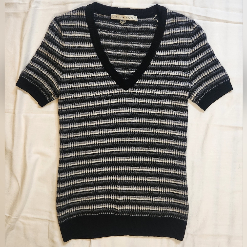 Trink Turk s/s merino wool sweater size small black/gray‎ v-neck